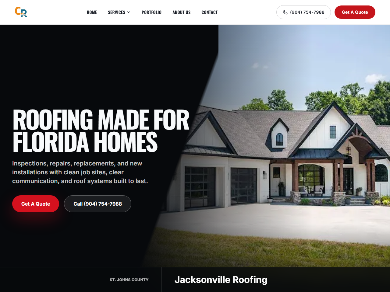 Cypris Roofing website homepage