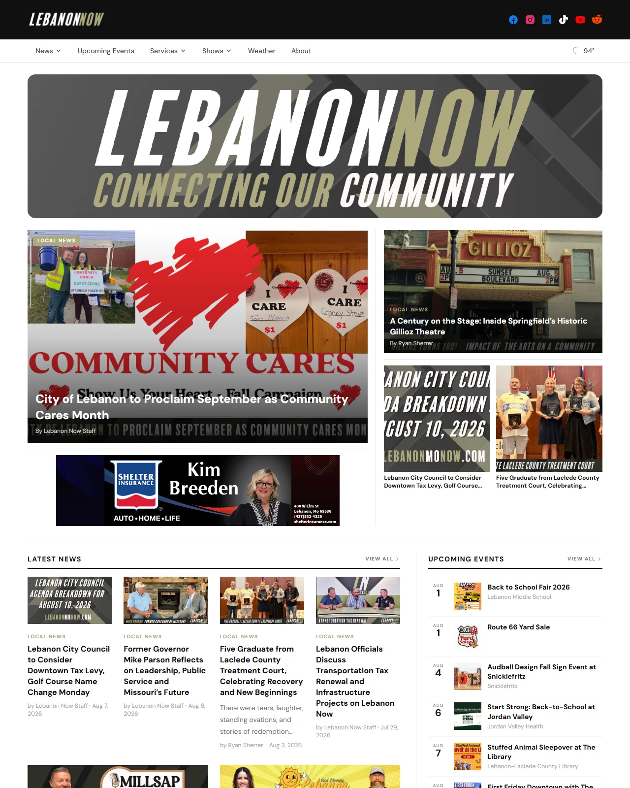 LebanonMoNow homepage on a desktop screen